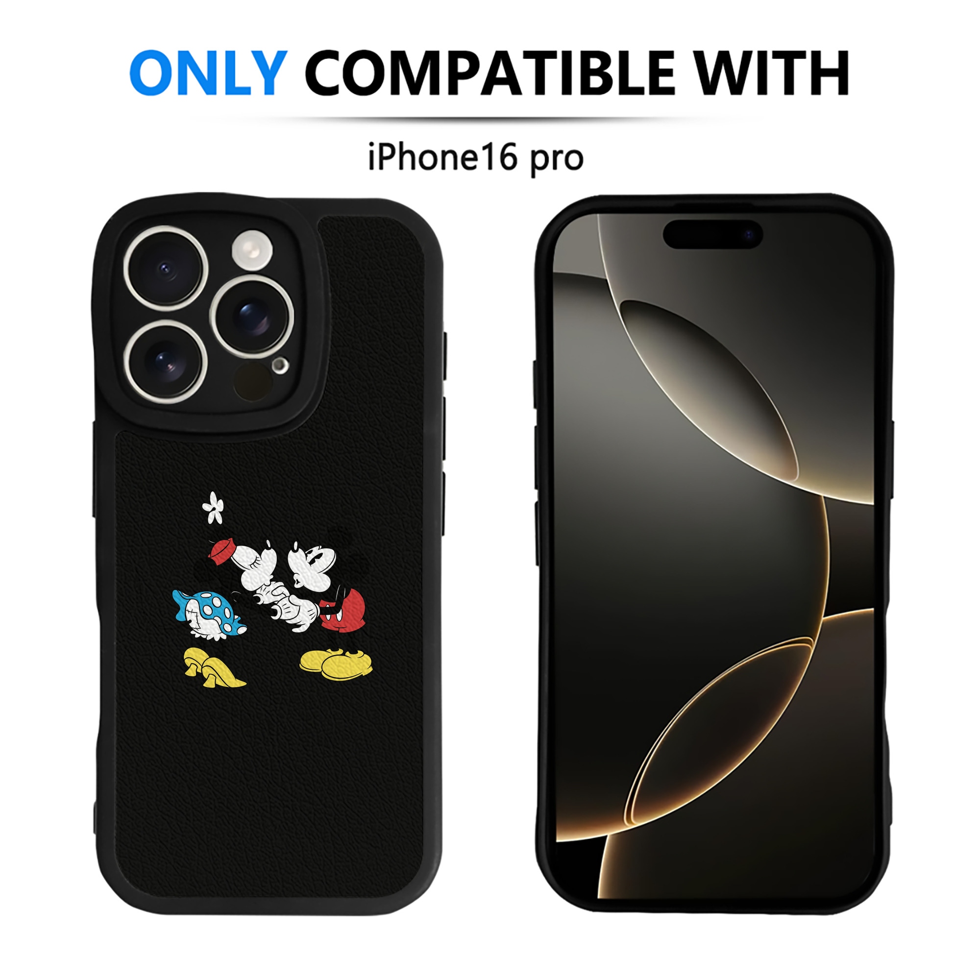 （画像用） ミッキーマウス Mickey Mouse 【iPhone 16シリーズ対応】シリコンスマホケース（レザー調） 材質：シリコン
